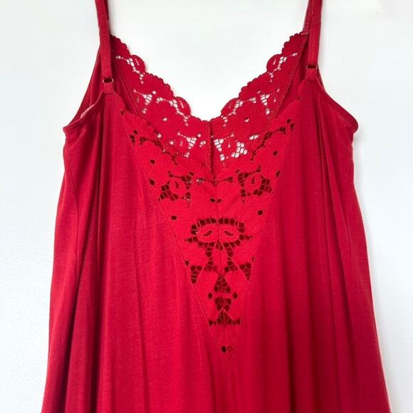 Eberjey Red Lace Trim Nightgown - Picture 10 of 12